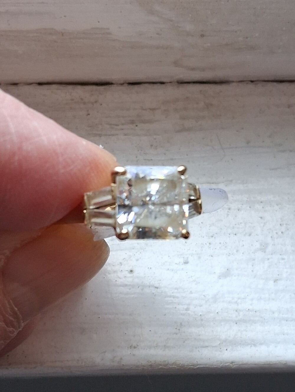 Vintage 1990's 14K Gold Square Cut Cubic Zirconia Statement Ring - Picture 11 of 11